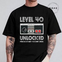 Vintage T Shirt for Men Short Sleeve O-Neck Tees Shirt 40th Birthday Gift Tops Level 40 Unlocked Gamer Summer Classic Clothing