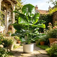 60-105cm Fake Round-Leaf Alocasia Leaves, Real Touch Artificial Elephant Ear Tree for Home Indoor Outdoor Garden Office Decor
