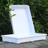 2Pcs Strong Plastic Plant Saucer Tray Flower Pot Base Tray Rectangular Design for Water Drainage Soil Containment Garden Plant