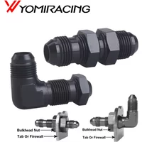 0 Degrees 90 Degrees AN6 AN8 AN10 Bulkhead Flare Fitting Union Adapter 6AN 8AN 10AN Fitting For Tab Rr Wirewall Aluminum Black