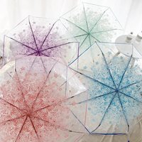 Cherry Blossom Korean Style Umbrella Cute Literature and Art Fresh Simple Student Trifold Cherry Blossom Transparent Umbrella