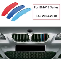 3Pcs ABS Car Racing Front Grille Trim Strips For BMW E60 E39 E61 5 Series 1995-2003 2004-2010 M Power Grill Clip Accessories
