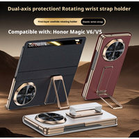 Smart Touch View Premium Genuine Leather For Honor Magic V6 Case For Honor Magic V5 Case Magnetic Wristband Kickstand Cover