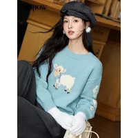 MISHOW Weiche Lamm Oansatz Pullover Farbe Clash Gespleißt Gestrickte Pullover 2024 Winter Frauen Kleidung Verdickt Warme Tops MXD59Z1140