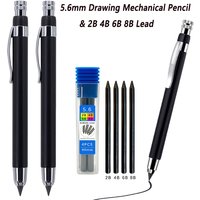 2pcs/set 5.6mm Drawing Mechanical Pencil Set with 2B 4B 6B 8B Lead - Professional Woodworking Pencil Engineering Drawing Tool