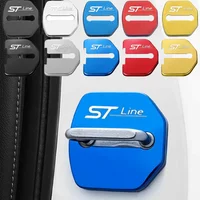4PCS Car Door Lock Anti-rust Cover For Ford STline Logo Emblems Stainless Steel Door Lock Protective Case Decals Accessories