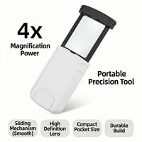 Foldable Pocket Magnifying Glass 4X Mini Magnifier with LED Light Portable Illuminated Jewelry Loupe for Reading Crafts HD Lens