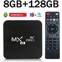 Boîtier TV MX-PRO 8 Go 128 Go Android 11 Prise en charge 4K HD 4G 5G Double WiFi Quad-Core H.265 3D IPTV