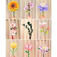 PANLOS BRICK Building Blocks Flowers DIY Rose Bouquet Eternal Flower Artificial Plants Home Offcie Decor Desk Ornament Girl Gift