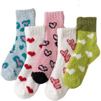 Women Socks Candy Warm Lady Heart Cute Winter Kawaii Thick Coral fleece Warm Fuzzy Fluffy Terry Short Cute Cotton Socks Female