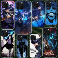 Anime S-Solos L-Levelings Case for iPhone 17 Air 16 16E 15 14 11 Pro Max Soft Phone Cover 12 13 Mini 7 SE 2020 8 Silicone Black