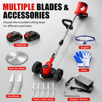 21V Cordless Electric Grass Trimmer Strimmer, 2 Rechargeable Li-ion Batteries Garden Lawn Edger Cutter, Handheld Lightweight Weed Wacker Grass Cutting Tool, Portable Electric Weed Eater Lawn Trimming image 3