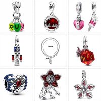 2026 Trendy Fine Jewelry Adjustable Hypoallergenic New Red Monster Flower Charm Bracelet Sterling Silver Beaded DIY