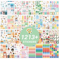 1213pcs Colorful Paper Label Sticker Book Daily Notes Marking Aesthetic Planning Coil Sticker Book Journal Scrapbooking Supplies