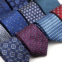 New Men's Polyester 8cm Wide Ties Vintage Flower Paisley Pattern Jacquard Weave Necktie Business Wedding Party Accessories Gifts