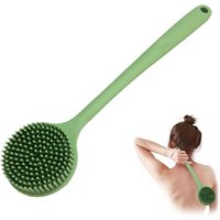 Silicone Back Scrubber For Shower, 17in Length Long Handle Double Sided Body Brush For Shower Exfoliating Massage For Men Women