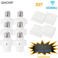 QIACHIP Kabelloser Smart-Glühbirnenadapter AC110V 220V E27 Lampenfassung zur Verwendung mit 433MHz Funkfernbedienung und Wandschalter