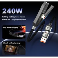 240w Type-c Gaming Mobile Phone Bend Phone Stand Data Cable Compatible For Apple Huawei Dual Fast Charging Multi-function