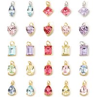 2pcs Brass Charms Gold Color Geometric Square Heart Rectangle With Glass Cabochons Pendants DIY Women Necklace Earrings Jewelry
