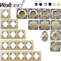 Gold EU Glas EU Russland Steckdose mit USB Typec ein Doppel Französisch 1 2 Gang Zwischen türklingel Verschluss Lüfter Dimmer Schalter DIY