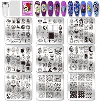 9pcs Magic Elements Nail Stamping Plates Tarot Cards Nail Art Designs Moon Star Manicure Art Templates with Stamper