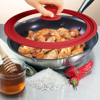 Heat Resistant Glass and Silicone Pan Lid Universal Pot Cover with Steam Release Vent for Kitchen Cookware
