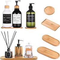 Wooden Soap Dispenser Tray Vanity Countertop Bottles Organizer Holder Round Square Candles Jewelry Storage Tray for Bathroom