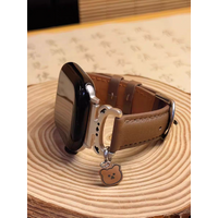 Metal Bear Leather Loop For Apple Watch Band Women 11/10/9/8/7/6/5/4/3 SE 38mm 40mm 41mm 42mm 44mm 45mm 46mm 49mm Strap