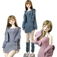 Doll Clothes Fashion Halter Slit Knit Skirt Sweater Coat Fit 43-60cm 1/4 /3 BJD DD SD13 Doll Accessories Girl Gift