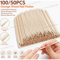 100/50pcs Nail Art Pusher Orange Wood Sticks Cuticle Pusher Remover Rhinestones Dotting Removal Manicure Pedicure Care Tools