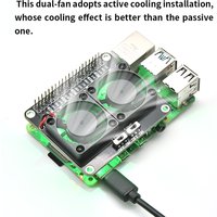 RPI Dual Cooling Fan Shield With Heat Sink Compatible With Raspberry Pi 5B/4B/Zero With LED RPI Radiator DIY Projects Electronic