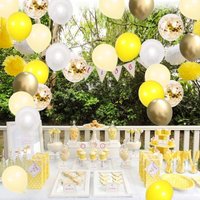 60 Pack 12 Inch Yellow White Gold Confetti Balloons for Sunflower Honeybee Theme Birthday Baby Shower Wedding Decorations