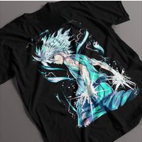 2026 Hunter x Hunter Killua Zoldyck Godspeed Print T-shirt Black Oversized Cotton Anime Tee Casual Streetwear For Fans