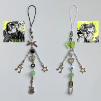 Matching tgswiiwagaa Keychains, Cyber Rockstar Phone Charms, Y2K Dainty Aesthetic, Simple Green Handmade Beaded Accessory, Gifts