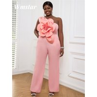 Wmstar Women Jumpsuit Flowers Single Sleeved Luxry African Romper New in Summer Fashion Street Wear Wholesale Dropshipping 2025