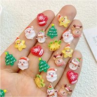 20pcs Kawaii Christmas Cartoon Nail Art Charms Santa Claus, Elk, Snowman, Christmas Tree Series Resin Flatback Nail Art Accessor