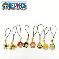 8pcs ONE PIECE Cartoon Monkey D. Luffy Nami Keychain Phone Chain Key Lanyard Schoolbag Decoration Kawaii Bag Key Chain Jewelry