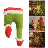 Christmas Elf Leg Plush Toy Xmas Tree Green Artificial Leg Children's Toy Christmas Green Hairy Monster Arm Pendant