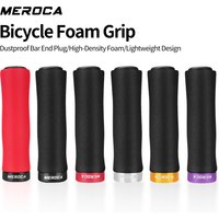 MEROCA Bicycle Foam Handlebar Grips Comfortable Soft Sponge With Aluminum Lock Rings PVC End Plugs 1Pair MTB BMX Cycling Grips