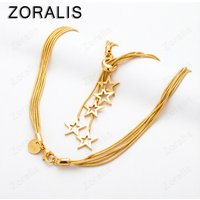 18K Gold Five Star Chain Necklaces For Woman Lady Fashion Party Wedding Birthday 925 Sterling Silver Charm Jewelry Gifts