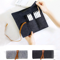 Simple Pencil Case Large Capacity Portable Pen Curtain Student Stationery Storage Painting Felt Cloth Pen Bag Roll Pencilcase