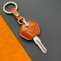 Leather Key Case Cover For Triumph Bonneville T100 Motorcycle Key Ring Keychains with Pure Copper Vintage Buckles