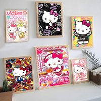 Cartoon H-HelloS K-KittyS DIY Sticky Poster Whitepaper Prints Posters Artwork Vintage Decorative Painting