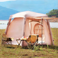 Inflatable Tent Outdoor Folding Portable Tent Sun Protection Rainproof Picnic Tent 4-6 Person Air Tent Overnight with Canopy