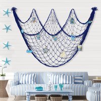 Mediterranean Style Thick Twine Decorative Fishing Net Nautical Ocean Photo Wall Hanging Ornament Home Decor Wall Art Prop