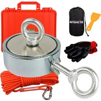 Super Powerful Two side Fishing Magnet set 600KGX2 N52 Magnetic Metal Treasure Hunt 15M ROPE Safety Box