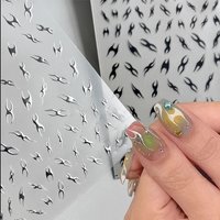 1pcs "Y2K"Metallic Silver Line Chrome Stickers Irregular FlameMetal Liquid Slider French Self-Adhesive Nails Decals DIY Manicure