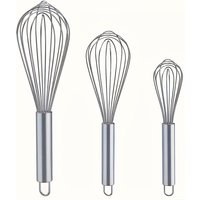 3pcs Stainless Steel Whisk Set - Includes 8", 10", and 12" - for Mixing, Stirring, and Blending - Enhanced Version with Balloon