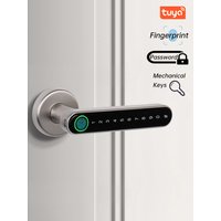 KAK Smart Fingerprint Door Lock Black Biometric Door Lock Password Keyless Entry Door Lock with Handle Security Door Hardware