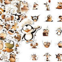 50Pcs Cute Animal Art Cartoon Funny Stickers DIY Phone Guitar Laptop Notebook Suitcase Cup Waterproof Decals Sticker